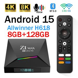 Z1 Max TV 박스 안드로이드 15 IPTV 올위너 H618 쿼드 코어 4G 5G 듀얼 와이파이 HD 8K 4K 미디어 플레이어 BT 5.0 음성 리모컨 지원 TV 박스