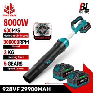 ONEVAN 8000W 브러시리스 전기 터보 블로워 제트 팬 400M/S 탈착식 강력 눈 먼지 차량 건조기 (마키타 18V 배터리 핀용)