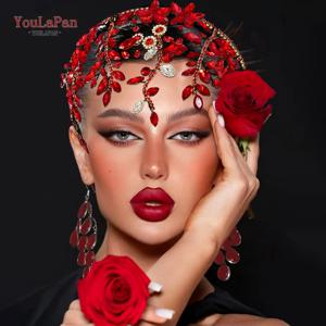 YouLaPan 신부 라인 석 머리 후프 웨딩 Hairbands 파티 크라운 신부 티아라 빈티지 헤어 액세서리 연회 머리띠 HP858