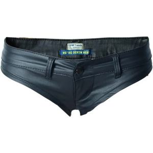 여성용 로우라이즈 스트레치 PU 인조 가죽 반바지 비키니 핫팬츠