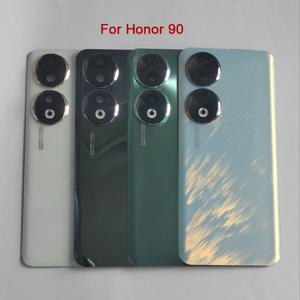 A +++ Honor 90 Honor90 용 후면 유리 배터리 커버 (카메라 렌즈 후면 도어 하우징 케이스 교체 및 접착제 포함)