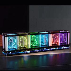 A06K 디지털 LED 알람 시계 키트 대형 글꼴 6 자리 전자 시계 대량 음악 스펙트럼 모듈 DIY 음성 기능