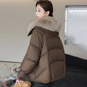 빅 헤어 라펠 다운 코튼 재킷 여성 오버코트 겨울 신상 숏 방한 브레드 슈트 한국 두꺼운 따뜻한 파카 코트 코튼 코트