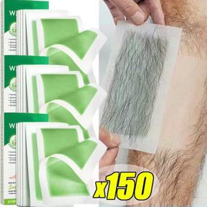 150개 무통증 빠른 제모 왁스 스트립 얼굴 바디 제모 비키니 다리 팔 제모 패치 남녀 공용 여성 미용 도구