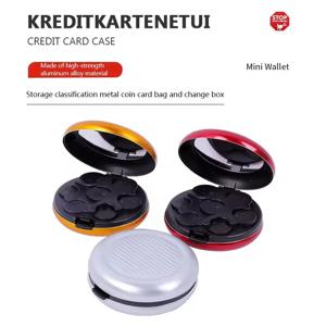 휴대용 유로 동전 홀더 홈 여행 학교 지갑 지갑에 대 한 거울과 라운드 알루미늄 합금 동전 보관 케이스