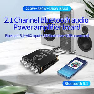 YS-S350H Bluetooth 5.1 오디오 증폭기 보드 디지털 템플릿 2.1 채널 고출력 고-저 튜닝 서브우퍼 220W+220W+305W