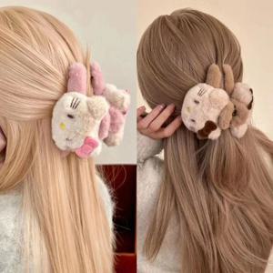 귀여운 애니메이션 고양이 플러시 헤어 클립 상어 클립 바레트 크랩 헤어 클립 여성용 헤어그립 가을 겨울 헤어 액세서리