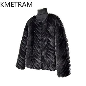 100% 천연 밍크 퍼 재킷 여성용 블랙 숏 리얼 퍼 코트 2025 겨울 코트 여성 의류 신상 아우터웨어 여성용 코트