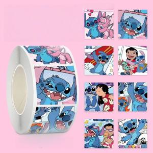 500pcs/롤 디즈니 스티치 블루 카와이 스티커 수하물 낙서 장난감 데칼 장식 스티커 선물 클로저 스티커