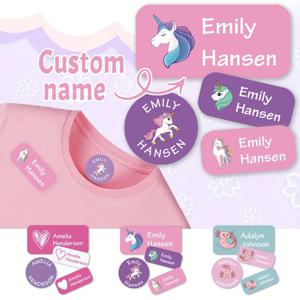 140PCS 2장 맞춤형 이름 라벨 스티커 방수 개인화된 ID 태그 의류, 학용품, 도시락, 병용