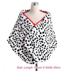 할로윈 스팟 도그 레오파드 프린트 숄 크루엘라 스카프 케이프 블랙 앤 화이트 마녀 케이프 가발