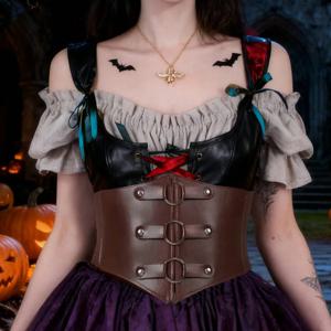 중세 빈티지 여성 코르셋 와이드 허리 탄성 슬리밍 벨트 고딕 드레스 하이 웨이스트 벨트 할로윈 의상 액세서리
