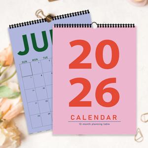 1개 2026 벽걸이 달력, 추상 기하학적 디자인, 모란디 색상, 12개월 플래너, 완벽한 선물 생일, 크리스마스 및 새해