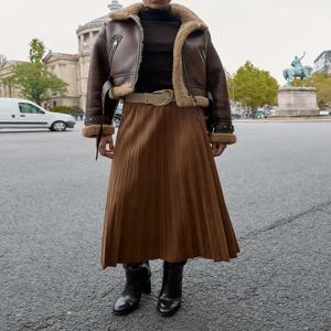 2025년 겨울 신상 여성 벨벳 텍스처 미디 스커트 벨트 포함 민족 무대 의상 패셔너블 우아한 여성 바지