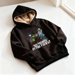 99 Nights in Forest 후드 티셔츠 소년용 멋진 블랙 두꺼운 긴팔 후드티 어린이 소녀 캐주얼 스포츠 플리스 탑스 의류