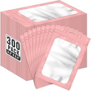 핑크 재밀봉 지퍼백 포장 파우치 (보석, 휴대폰 케이스, 속눈썹 디스플레이용) 투명 창 포일 냄새 차단 보관 정리함