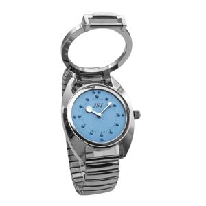 장님 사람들을위한 촉각 시계-배터리 작동 (확장 밴드, 블루 다이얼)