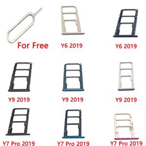 화웨이 Y6 Y9 Y7 Pro 2019 Sim 카드 마이크로 SD 슬롯 트레이 SIM 카드 홀더 어댑터 + 핀 교체 용 전화 Sim 칩 SD 카드 트레이