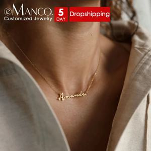 맞춤형 스테인레스 스틸 초기 이름 목걸이 맞춤형 맞춤형 편지 초커 목걸이 펜던트 네임 플레이트 선물 Dropshipping