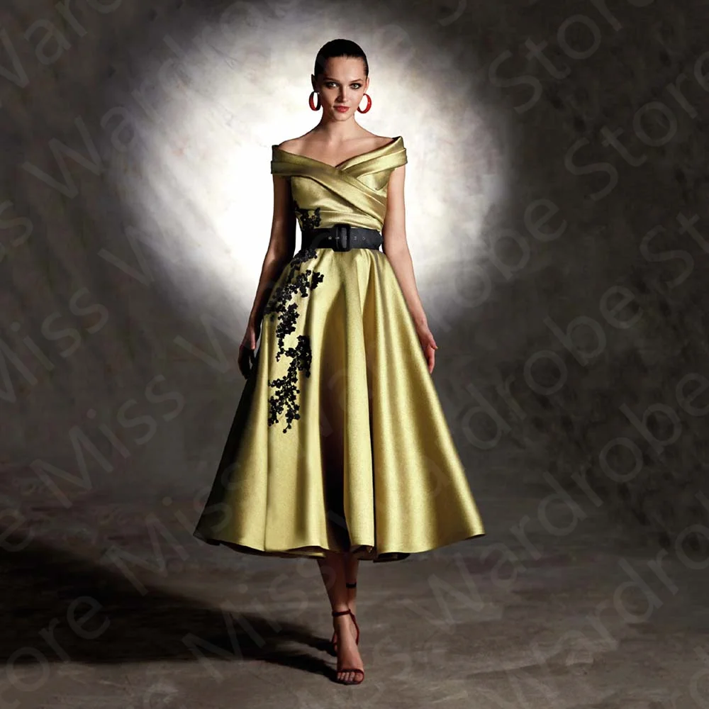 매력적인 세일 중 올리브 마더 드레스 2025 오프숄더 신부 어머니 드레스 티 길이 웨딩 게스트 드레스 레이스 맞춤 제작