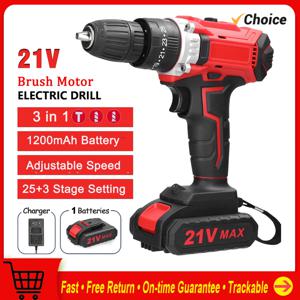 21V 전기 드릴 브러시 모터 2 속도 제어 무단 속도 조절 회전 방식 25 기어 토크 조정 가능한 리튬 드릴