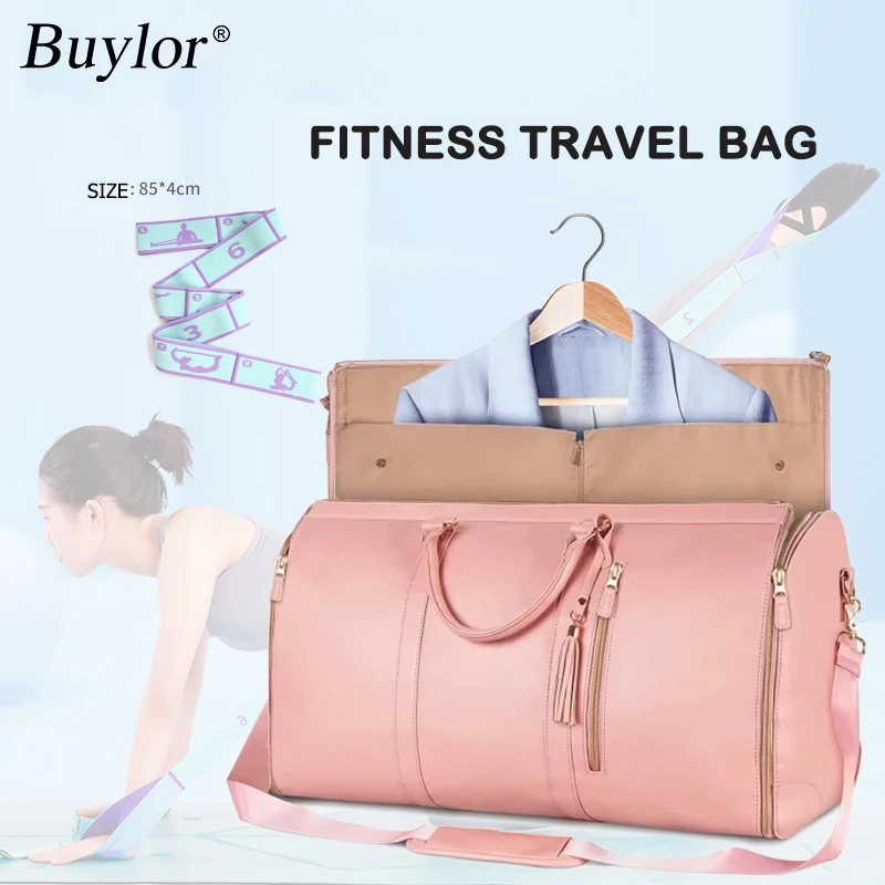Buylor 2in1 컨버터블 의류 가방 접이식 정장 보관 가방 대용량 여행 더플 백 방수 토트 피트니스 체육관 가방
