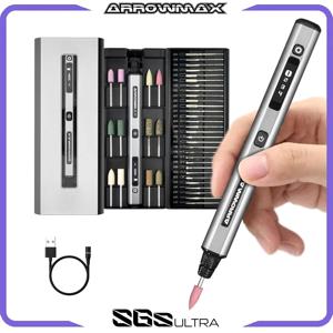 ARROWMAX SGS 울트라 조각 펜 무선 로타리 도구 키트 공예 금속 나무 유리 조각을위한 42 비트와 전기 미니 그라인더