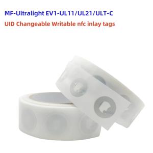 UID 변경 가능 NFC 카드 MF0 13.56Mhz 초경량 EV1-UL11 EV1-UL21 ULT-C 인레이 스티커 UID 쓰기 가능 1PCS