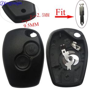 Jingyuqin 2 단추 언컷 블랭크 블레이드 교체 자동차 키 커버 케이스 포브, 르노 다시아 모듈러스 클리오 3 트윙고 캉구 키 쉘