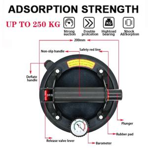 화강암 타일 유리 수동 리프팅용 헤비 듀티 리프터, 진공 흡입 컵, 250 kg 운반 용량, 8 인치