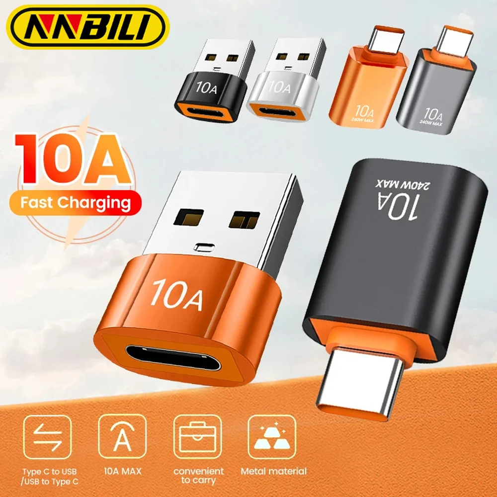 NNBILI 10A USB A-USB C OTG 어댑터 유형 C-USB 변환기 Xiaomi 14 MacBook USB 용 USB 3.0 어댑터 유형 C OTG 커넥터