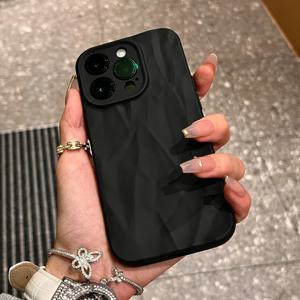 패션 실리콘 접이식 주름 전화 케이스 iPhone 14 13 12 11 15 Pro Max SE X XS XR 8 7 Plus 소프트 캔디 컬러 풀 커버