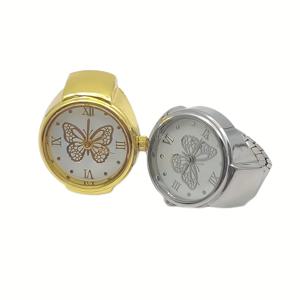 작고 잘생긴 작은 나비 라운드 포인터 석영 반지 시계, 뜨거운 판매 하이 엔드 금은 손가락 시계