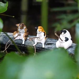 물고기 탱크 낚시 고양이 교수형 크리 에이 티브 풍경 사무실 장식품 낚시 재미 미니 장식 마이크로 풍경