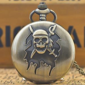 빈티지 청동 대형 목걸이 석영 포켓 시계, 재미있는 무서운 유령 머리, 재미있는 할로윈 선물, 남녀 모두에게