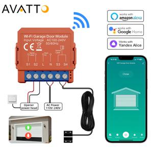 AVATTO Tuya WiFi 차고 문 오프너 스마트 App 원격 음성 제어 게이트 도어 스위치 모듈은 Alexa Google Home Alice와 함께 작동합니다.
