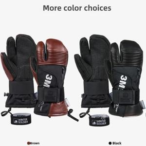 스노우 보드 스키 장갑 전문 열 방수 손목 보호대 스노 모빌 사이클링 가죽 3M 코튼 스키 장갑 남성 여성