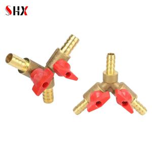 6 8 10mm 호스 바브 Y 유형 3 3 방향 황동 차단 볼 밸브 파이프 피팅 커넥터 어댑터 연료 가스 물 오일 공기