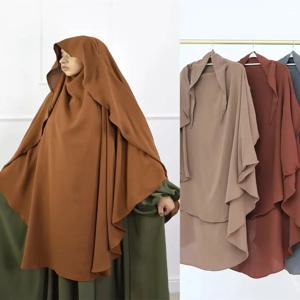 라마단 솔리드 Khimar Abaya 두바이 Niqab 터키 아랍어 이슬람 Hijab 이슬람기도 의류 여성용 Djellaba Turban Musulmans Femme