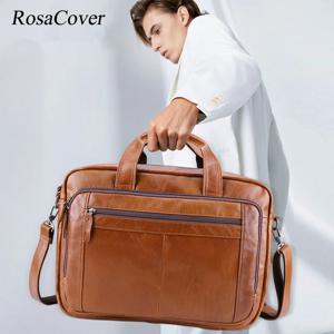 남성용 빈티지 가죽 가방, 사무실 메신저 서류 가방, 정품 가죽, 15.6 인치 노트북 가방, 남성 핸드백, 크로스바디 컴퓨터 가방