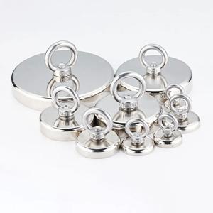 슈퍼 강한 네오디뮴 낚시 자석 후크 N52 카운터 싱크 구멍 아이 볼트 16-90mm인양 자석이있는 헤비 듀티 희토류 자석