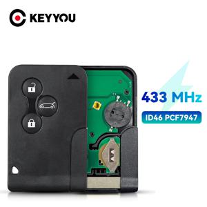 KEYYOU 1Pcs 433Mhz ID46 PCF7947 칩 3 버튼 원격 키 Renault Megane 2 3 Scenic Clio 2003-2008 Emergency Grand Smart Card