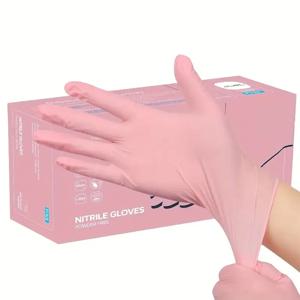 핑크 일회용 장갑 라텍스 및 파우더 프리 비멸균 니트릴 장갑 미용사 요리 머리 염색 청소용 20/50/100카운트