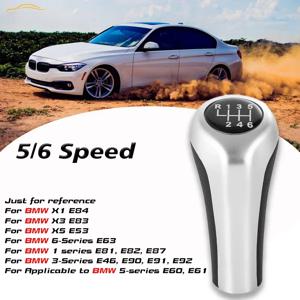 BMW 1 3 5 6 시리즈 E46 E53 E60 E61 E63 E81 E82 E83 E84 E87 E90 E91 E92 용 자동차 5 6단 가죽 기어 스틱 실버 변속 노브