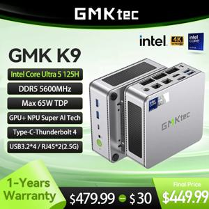 GMKtec 미니 PC GMK K9 인텔 코어 울트라 5 125H NUCBOX 시스템 창 11Pro PCle GEN4.0*4 DDR5 5600MHz