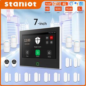 Staniot 기존 7 인치 4G WiFi 보안 경보 보호 키트 내장 5000mAh 배터리 Alexa 무선 스마트 홈 경보 시스템