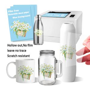 레이저 블루 필름 무료 방수 유리 머그잔 도자기 물 전송 용지 인쇄 워터 슬라이드 데칼 용지