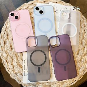 아이폰 17 16 15 14 플러스 13 12 프로 맥스용 무광 반투명 마그네틱 케이스 (맥세이프 무선 충전 호환, 하드 PC 초슬림 커버)