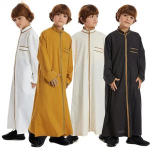 터키 이슬람 어린이 Abaya Jubba Thobe 기모노 소년 Thobe Thawb Caftan 어린이 이슬람 Eid 의류 긴 가운 드레스 두바이 사우디