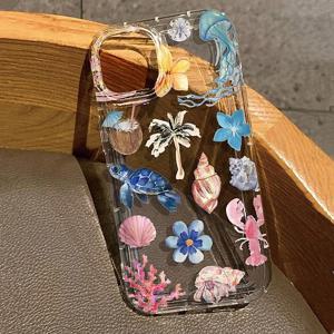 오션 쉘 거북이 인쇄 IPhone 16 14 15 11 12 13 Pro Max 7 8 Plus SE 2022 XR X XSMAX 충격 방지 커버 용 소프트 폰 케이스 지우기